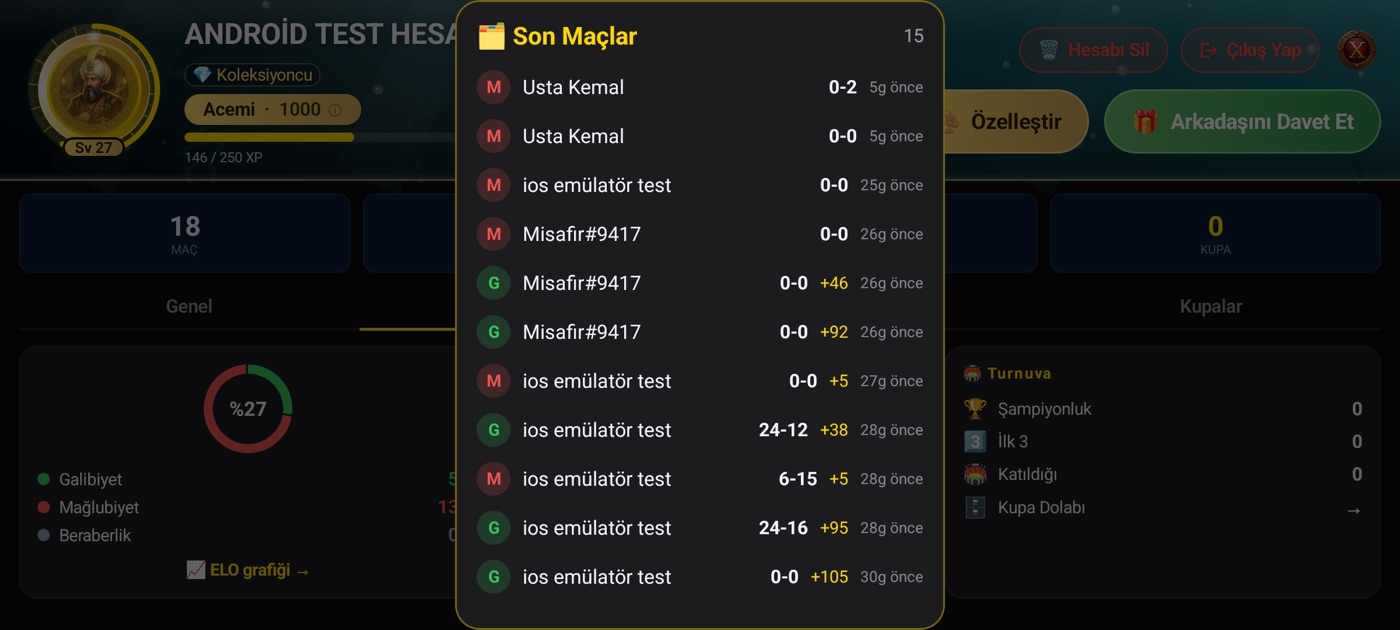 Son maçlar dökümü